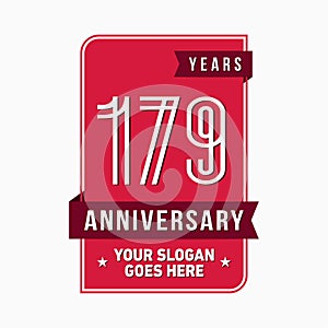 179 years celebrating anniversary design template. 179th logo. Vector and illustration.