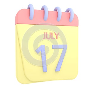 17th July 3D calendar icon