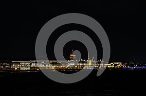 18.09 478. Sankt Petersburg. Palace Embankment. View from the Troitskiy bridge. Night photography.