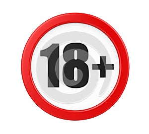 18+ Age Restriction Sign Isolated