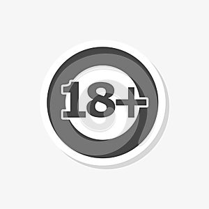 18+ age restriction sign, Vector eighteen sticker, simple vector icon