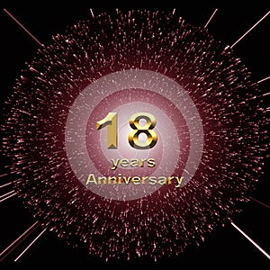 18 anniversary. golden numbers on a festive background. poster or card for anniversary celebration, party