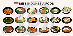 18 Best Special indonesian food Culinary collection. vector illustration vector