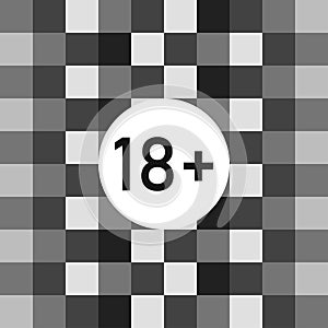18+ blur censored vector background. Pixels pattern