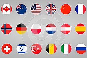 18 different flags countries set