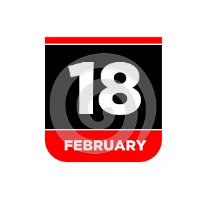 18 feb calendar day vector icon