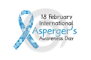 18 February World Aspergers awareness day banner. Symbol of autism. Design template for background, card, print, poster