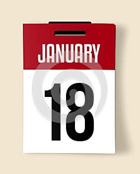 18 January Calendar Date, a Realistic calendar