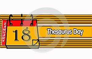 18 January, Thesaurus Day, Text Effect on white Background