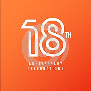 18 Th Anniversary Celebration Vector Template Design Illustration