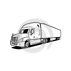 18 wheeler freight semi truck silhouette vector isolated