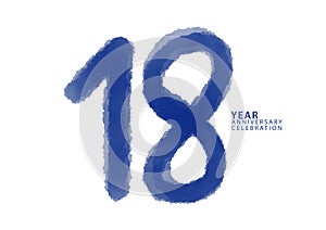 18 year anniversary celebration blue color logotype vector, 18 number design, 18th Birthday invitation, logo number design vector