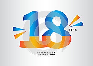 18 year anniversary celebration logotype vector, 18 number design, 18th Birthday invitation, anniversary logo template, logo