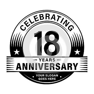 18 years anniversary celebration design template. 18th logo vector illustrations.
