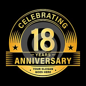 18 years anniversary celebration design template. 18th logo vector illustrations.