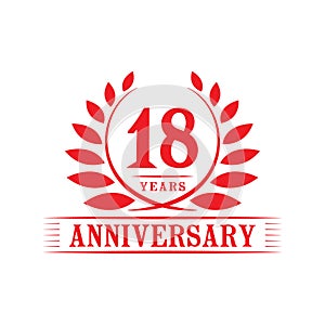 18 years anniversary celebration logo. 18th anniversary luxury design template. Vector and illustration.