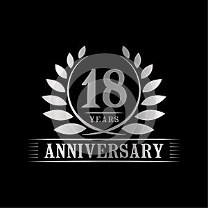 18 years anniversary celebration logo. 18th anniversary luxury design template. Vector and illustration.