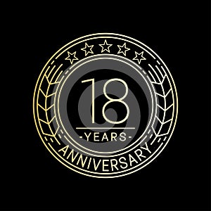 18 years anniversary celebration logo template. 18th line art vector and illustration.