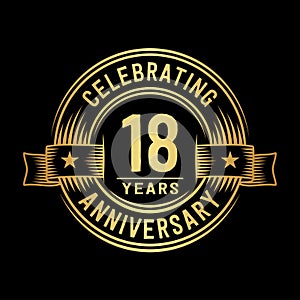 18 years anniversary celebration logotype. 18th years logo. Vector and illustration.