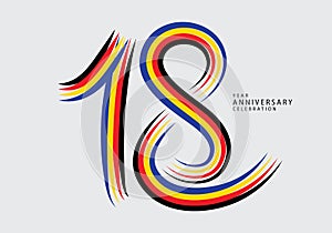 18 years anniversary celebration logotype colorful line vector, 18th birthday logo, 18 number, Banner template, vector design