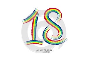 18 years anniversary celebration logotype colorful line vector, 18th birthday logo, 18 number design, anniversary template,