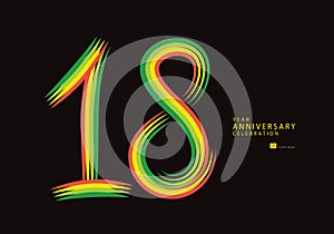 18 years anniversary celebration logotype colorful line vector, 18th birthday logo, 18 number design, Banner template, logo number