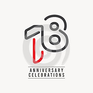 18 Years Anniversary Celebration Vector Template Design Illustration