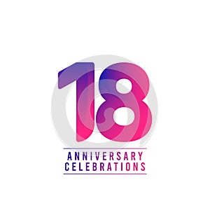 18 Years Anniversary Celebrations Vector Template Design Illustration