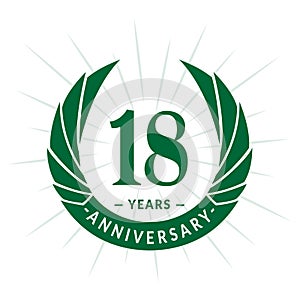 18 years anniversary design template. Elegant anniversary logo design. Eighteen years logo.