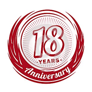 18 years anniversary. Elegant anniversary design. 18th logo.