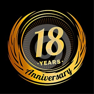 18 years anniversary. Elegant anniversary design. 18th logo.