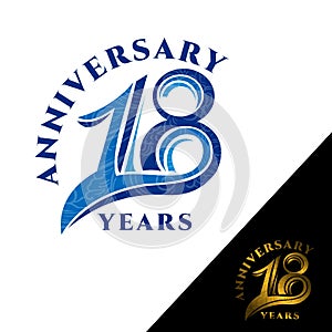 18 Years Anniversary Logo Template with ribbon