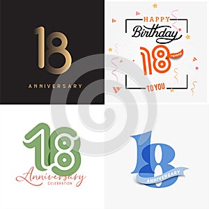 18 years anniversary vector number icon, birthday, anniversary design