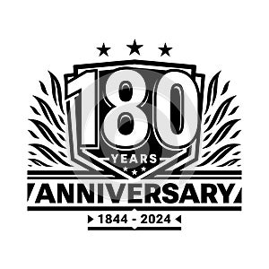 180 years anniversary celebration shield design template. 180th anniversary logo. Vector and illustration.