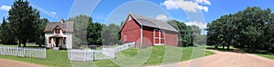 1800s Farmhouse and Red Barn Panorama