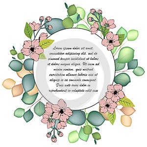 1802 banner, banner for text with flowers and leaves, greeting card