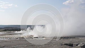 180fps slow motion zoom in shot of clepsydra geyser in yellowstone national park