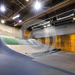 182 A contemporary urban skate park with sleek ramps, vibrant street art, and a vibrant atmosphere, attracting skateboarders and