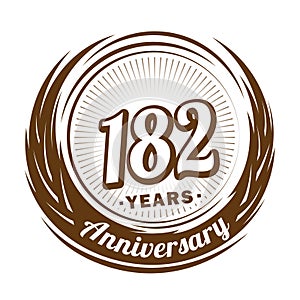 182 years anniversary. Elegant anniversary design. 182nd logo.