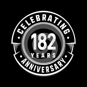 182years anniversary logo template. 182nd vector and illustration.