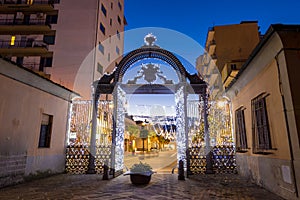1840s Decorated gate at Christmas time in Follonica, Italy