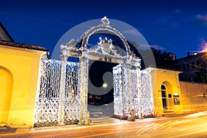 1840s Decorated gate at Christmas time in Follonica, Italy