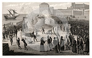 1847Antique Print: Burning of Heretics during the Spanish Inquistion