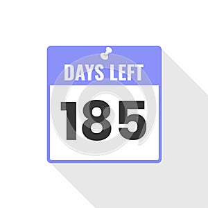 185 Days Left Countdown sales icon. 185 days left to go Promotional banner