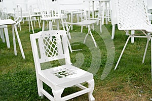 185 empty white chairs of remembrance in Christchurch city after 2011 earthquake