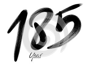 185 Years Anniversary Celebration Vector Template, 185 number logo design, 185th birthday, Black Lettering Numbers brush drawing