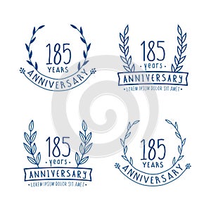 185 years anniversary logo collection. 185th years anniversary celebration hand drawn logotype. Vector and illustration.