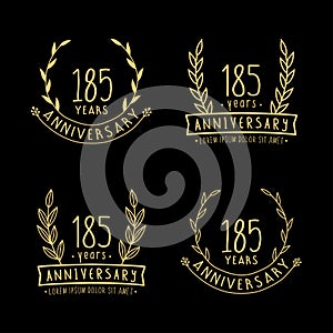 185 years anniversary logo collection. 185th years anniversary celebration hand drawn logotype. Vector and illustration.