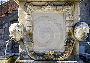 1852 Fountain dedicated to Jean-Louis Cavalier in Gourdon Village, France