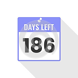 186 Days Left Countdown sales icon. 186 days left to go Promotional banner